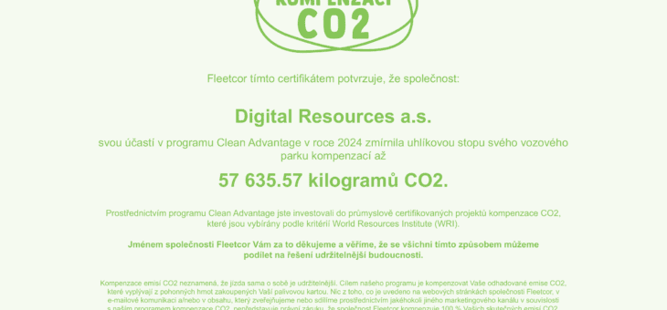 Certifikát za kompenzaci CO₂